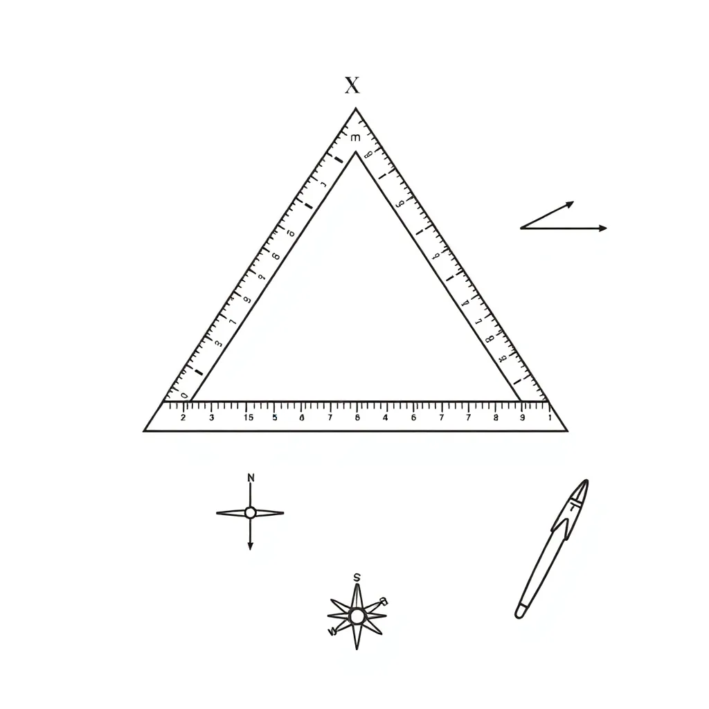 Right-angled triangle with trigonometric ratios