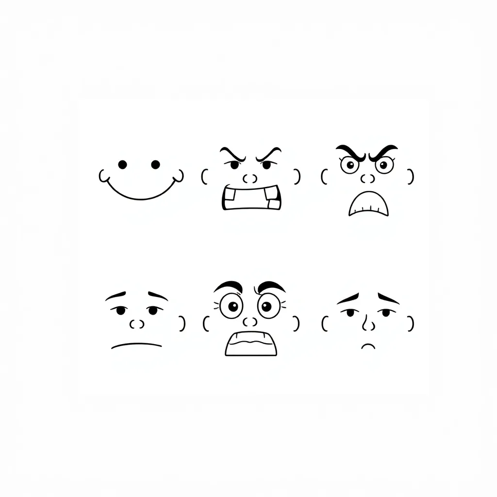 Happy and sad face illustrations