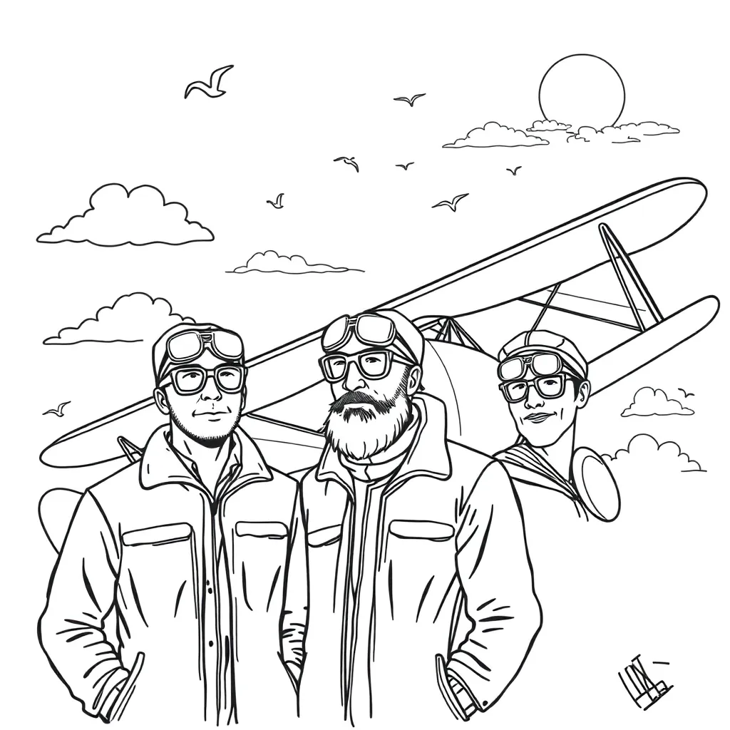Wright Brothers airplane illustration