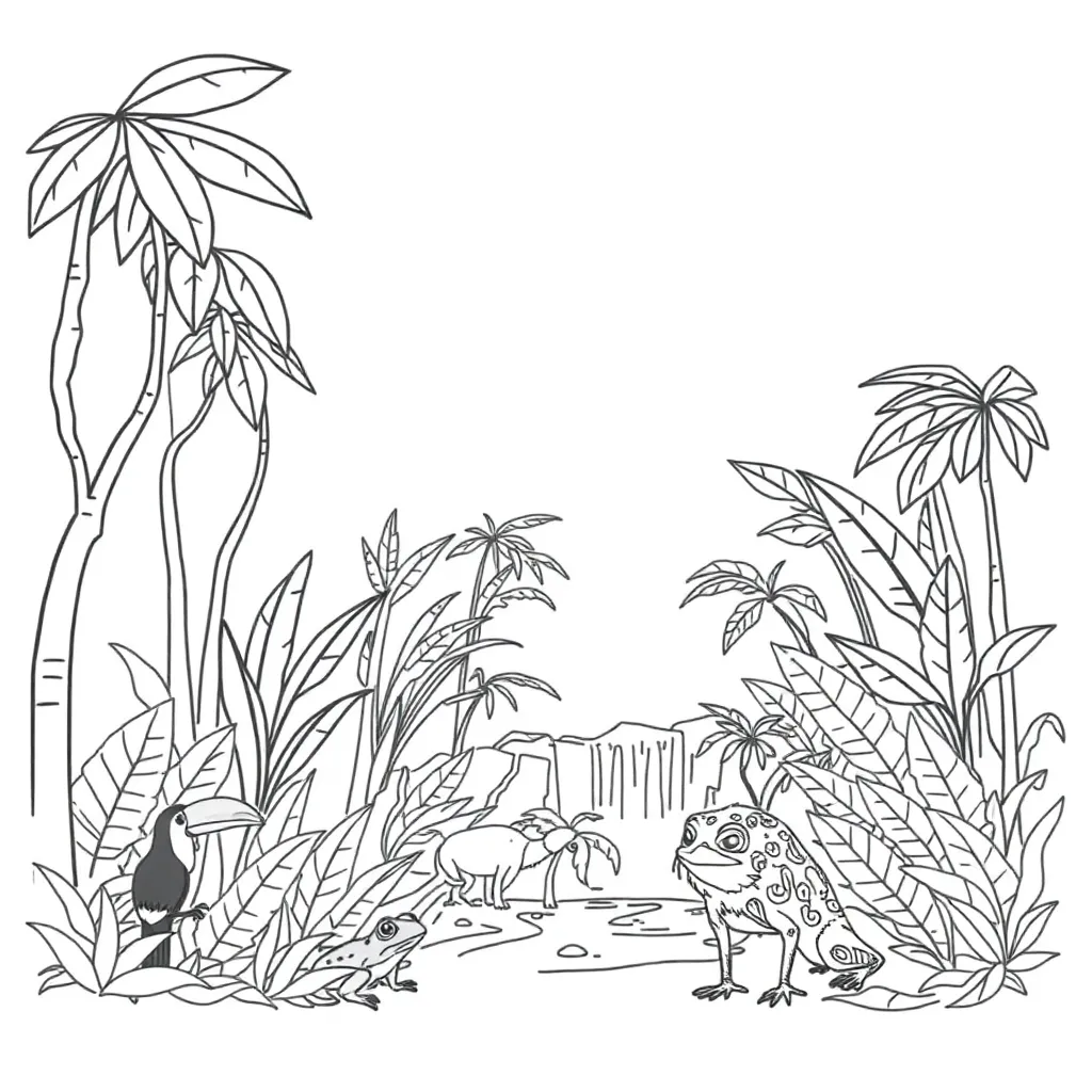 Tropical rainforest with rain and sunshine