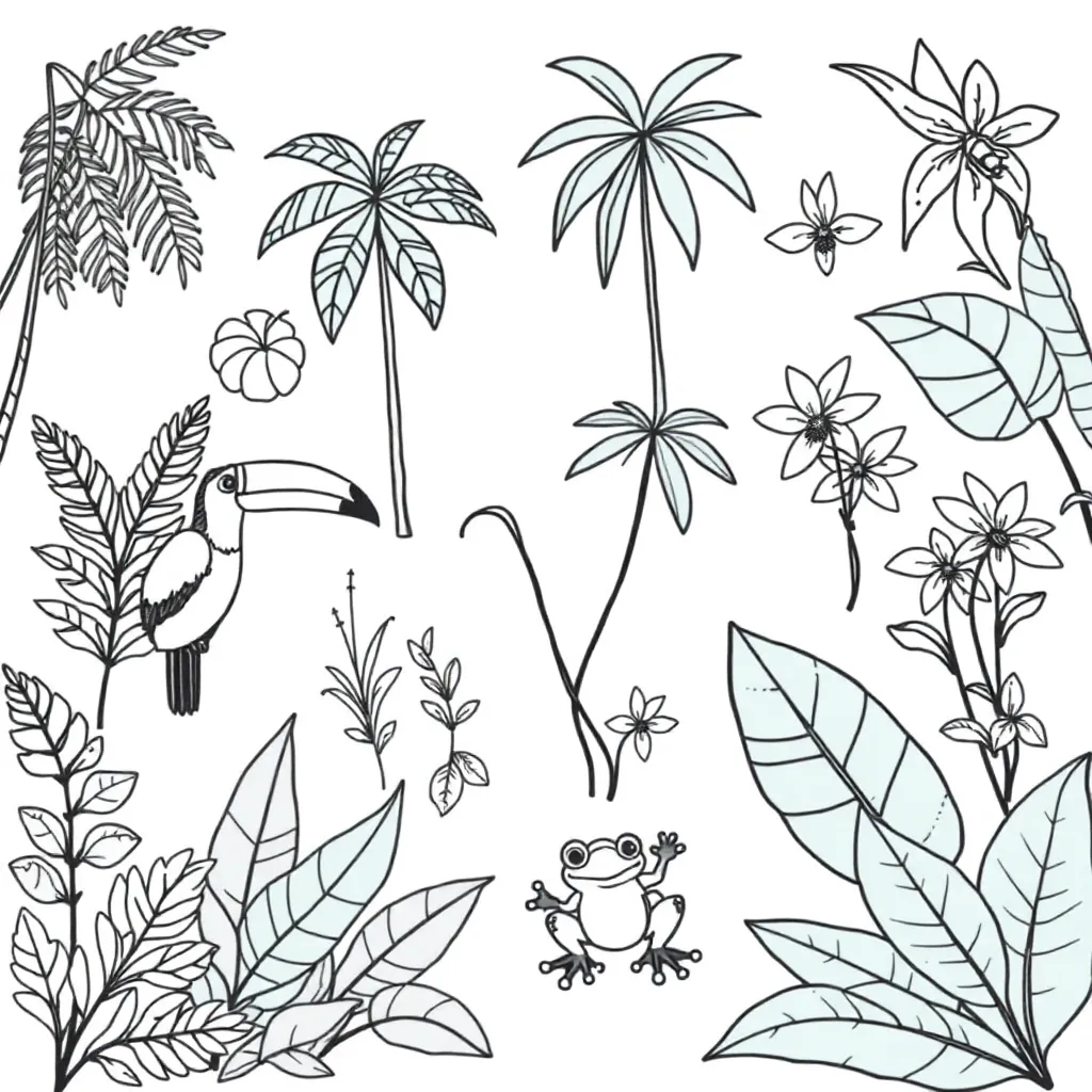 Rainforest plants illustration