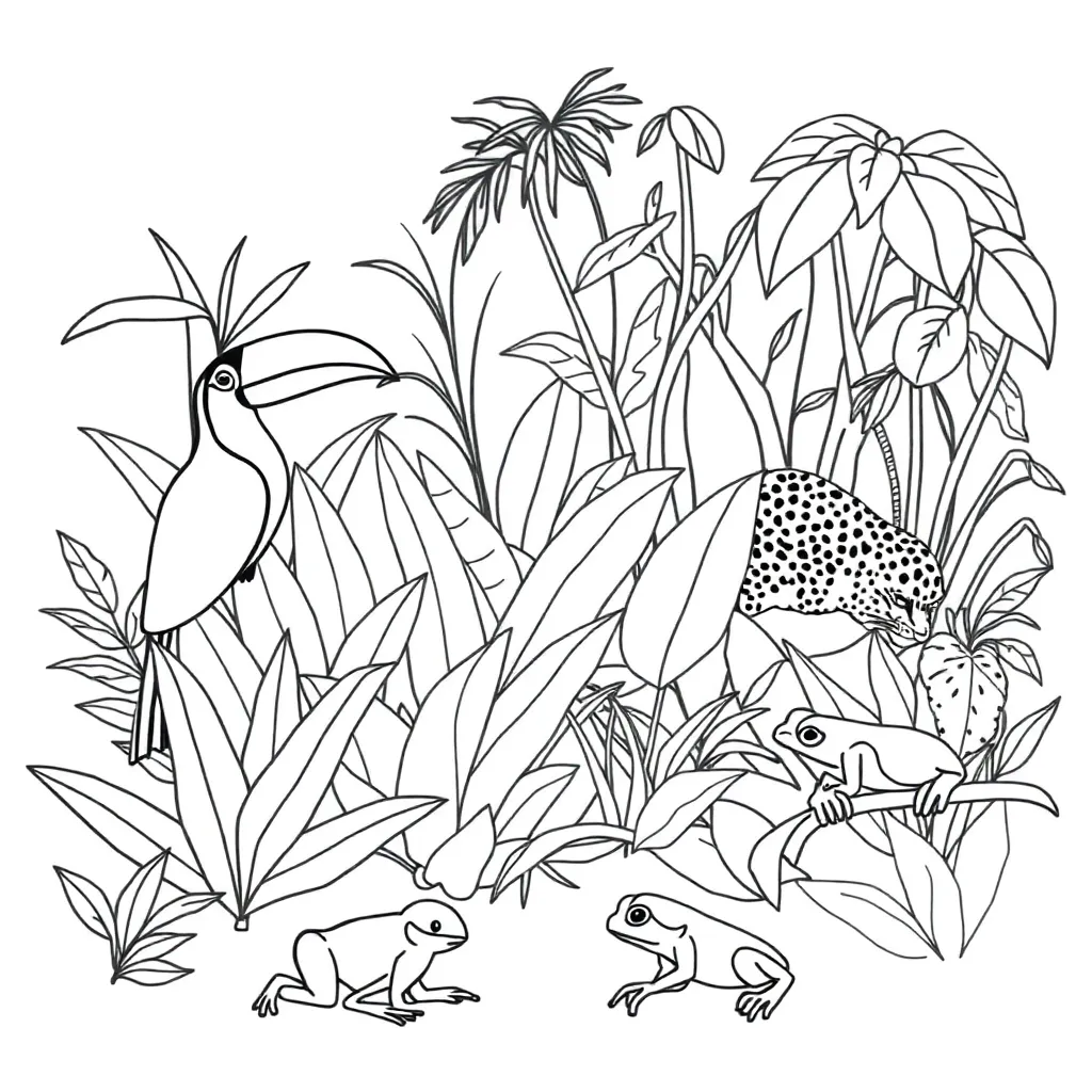 Rainforest animals illustration