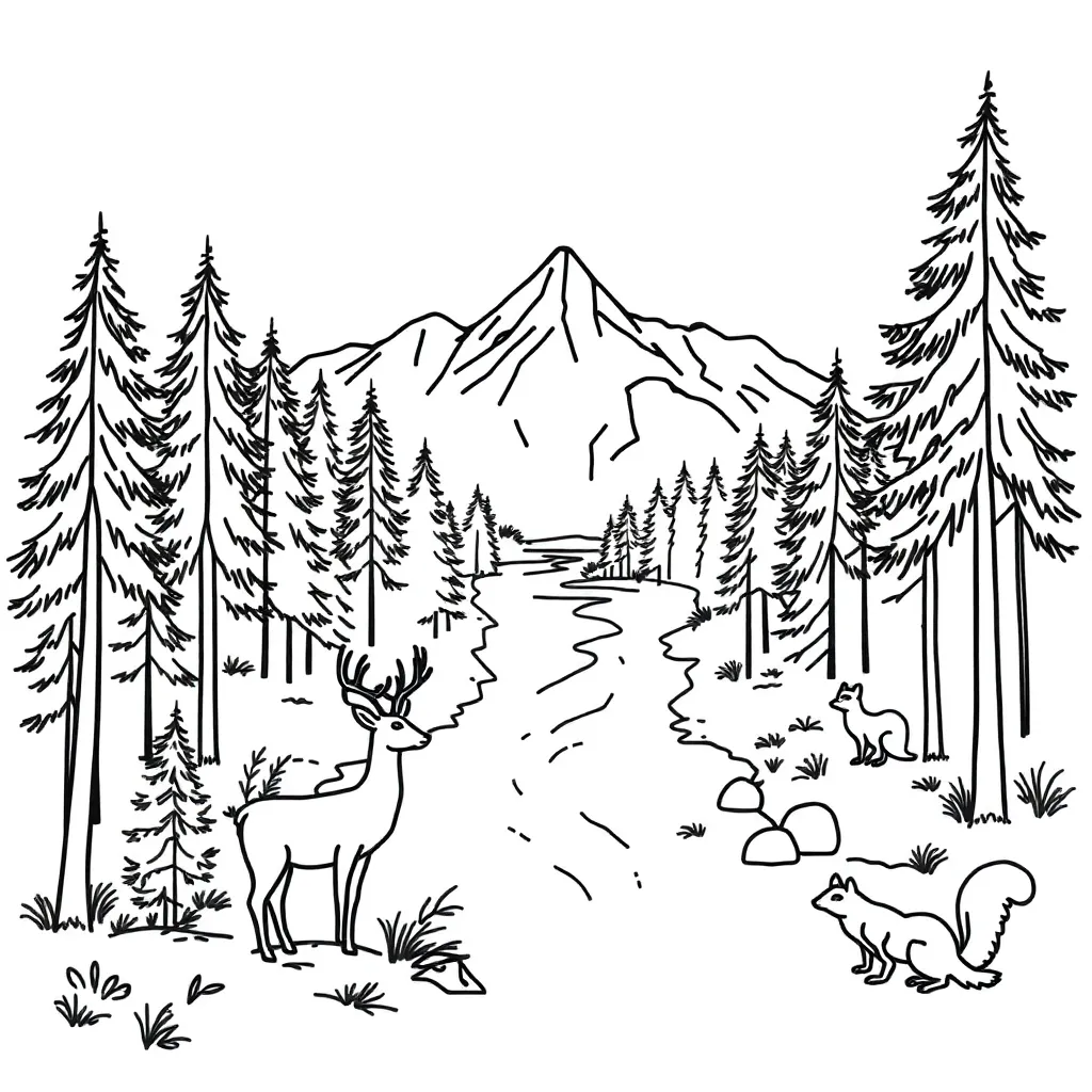 Mountain landscape with trees