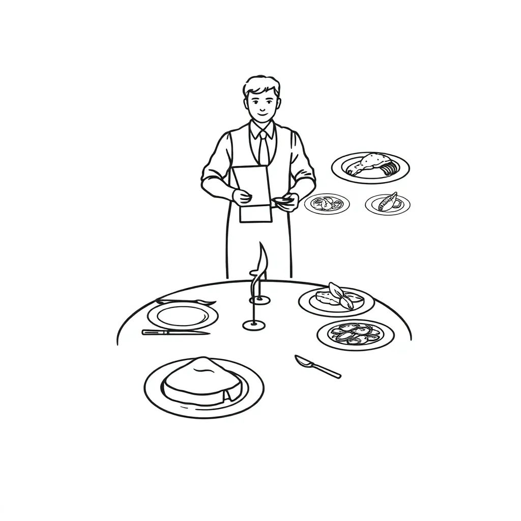 Restaurant scene illustration