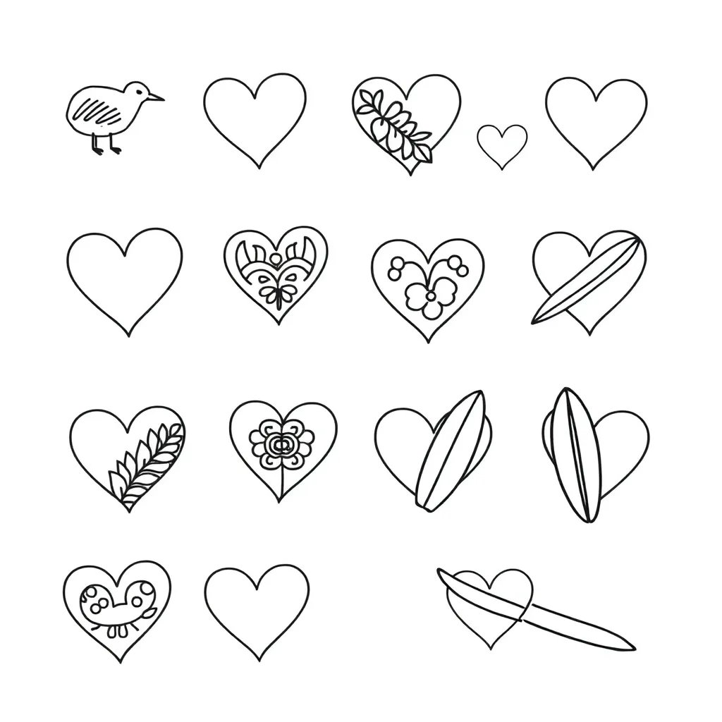 Heart-shaped sight words illustration