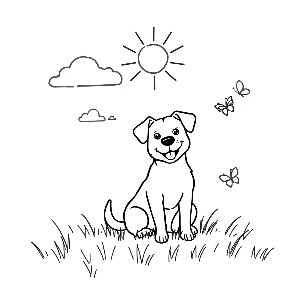 Friendly dog sitting in a garden