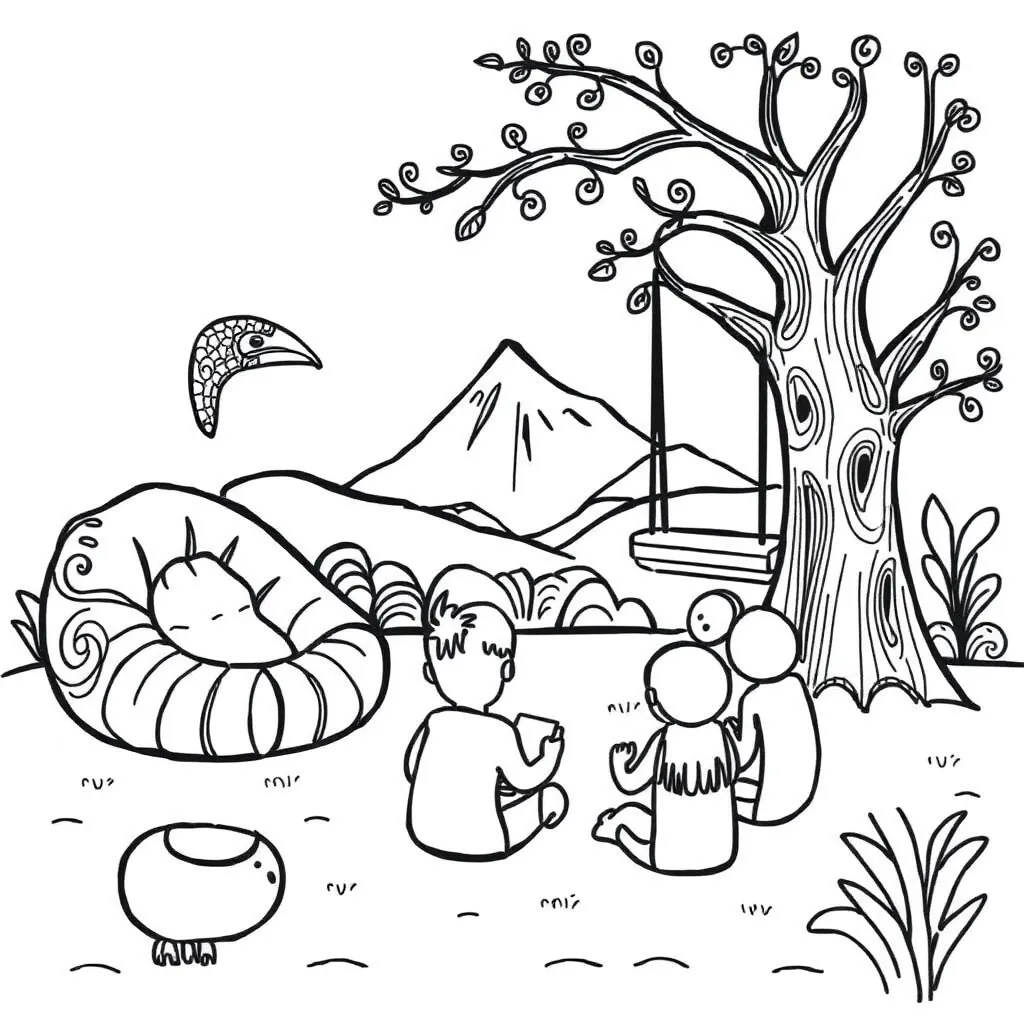 Children sharing stories illustration