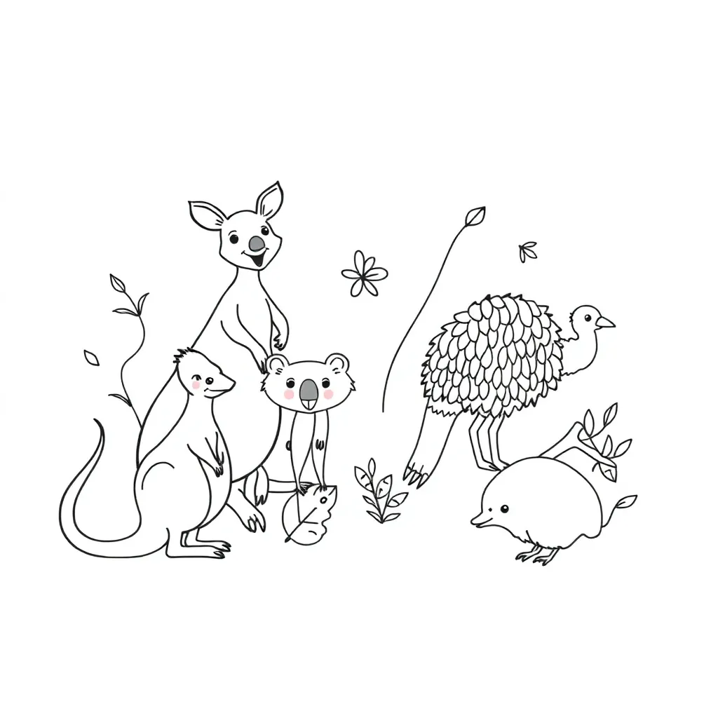 Auslan signs and animals illustration