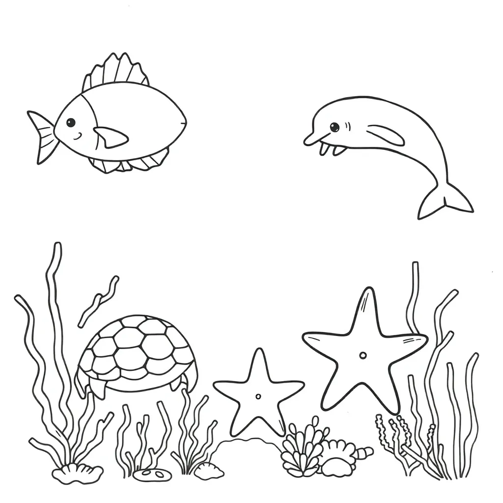Sea creatures swimming underwater