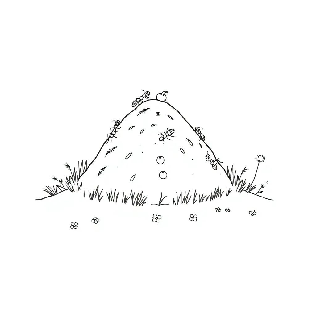 Ants working in ecosystem illustration