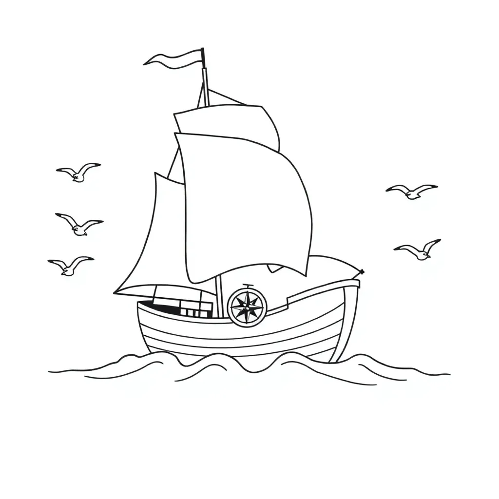 Christopher Columbus and ships illustration