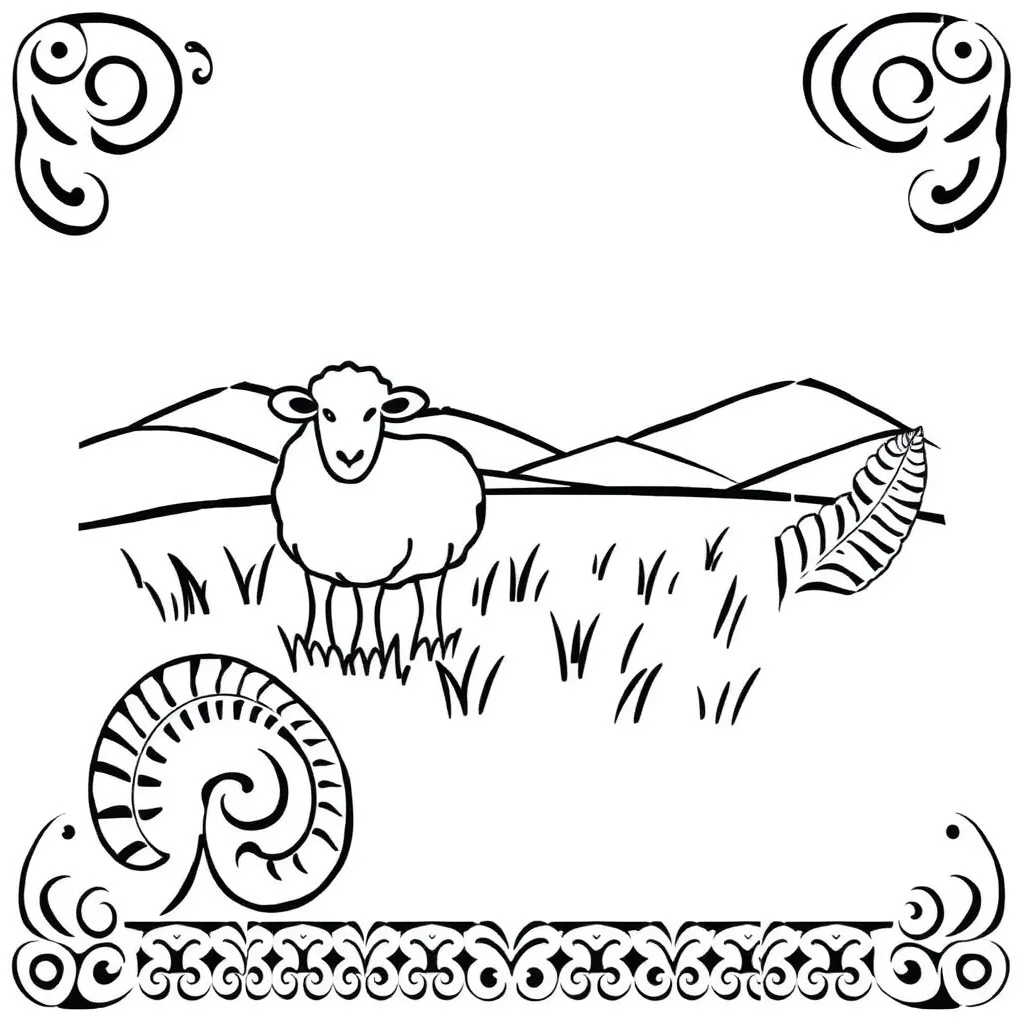 Cute sheep with letters m, d, p, t