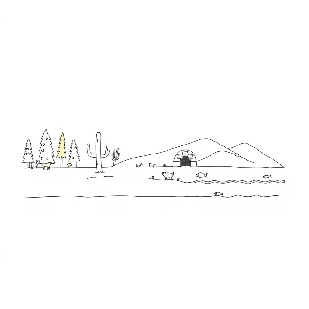 Ecosystem and biomes illustration