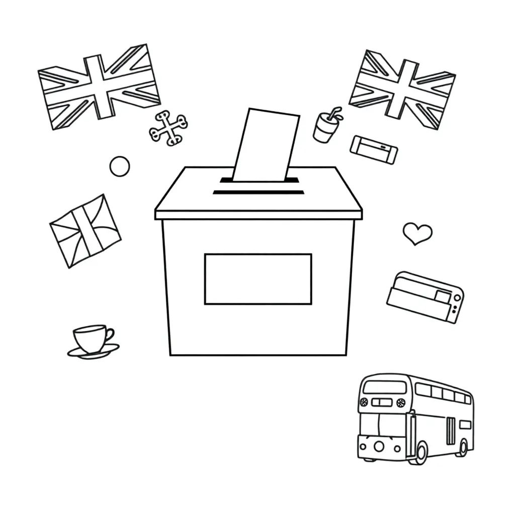 Voting ballot box and democracy symbols