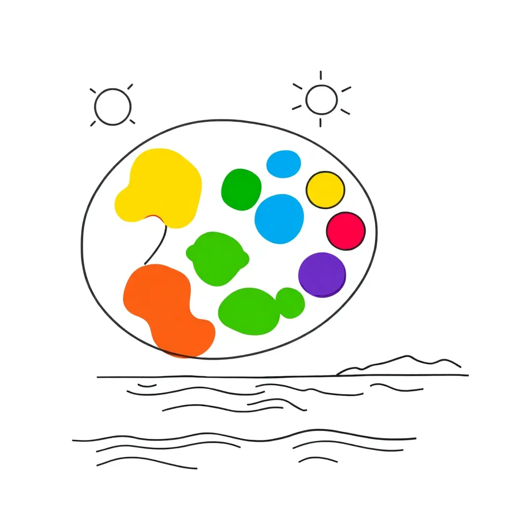 Colour wheel and paint brushes