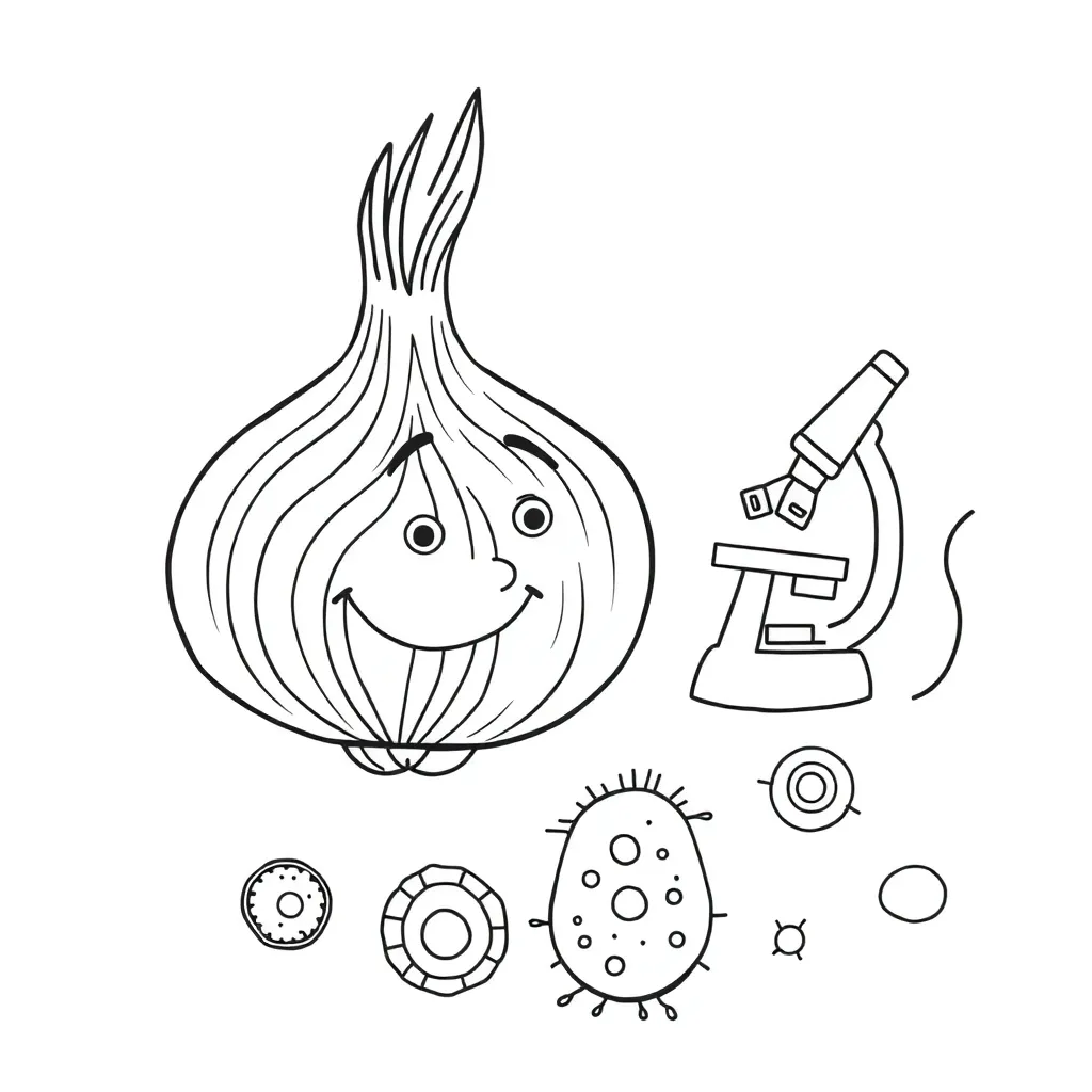 Microscope and cell diagram illustration