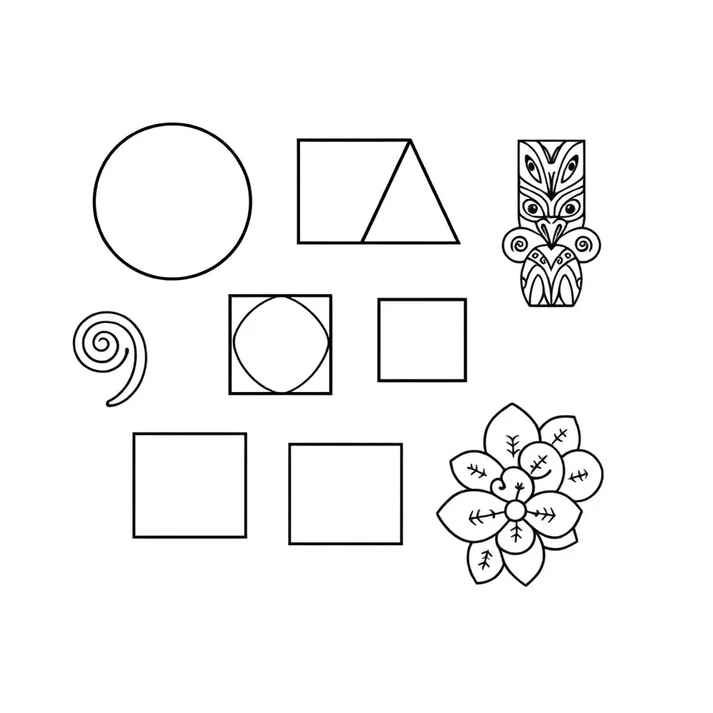 Various 2D shapes including circle, square, triangle and rectangle