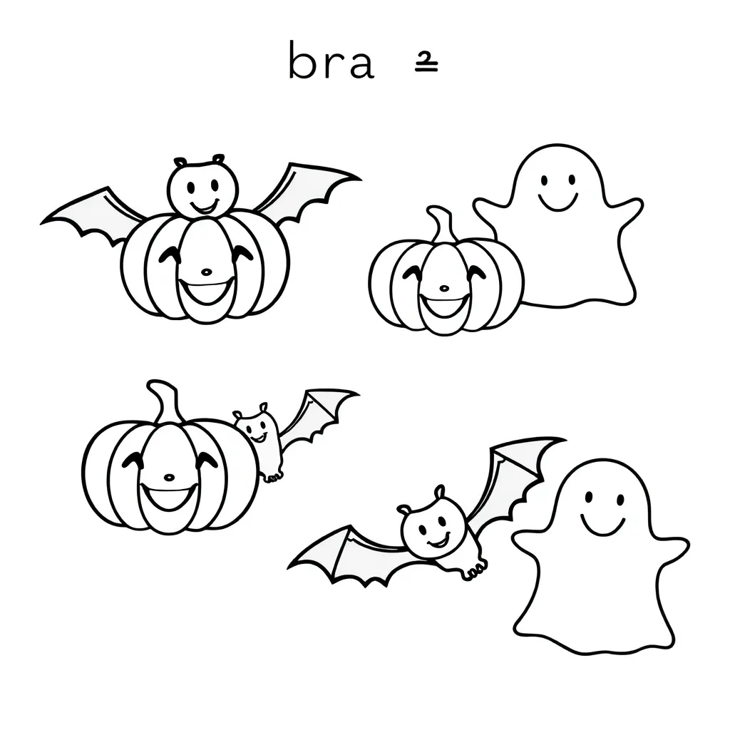 Halloween characters - pumpkin, ghost, and bat
