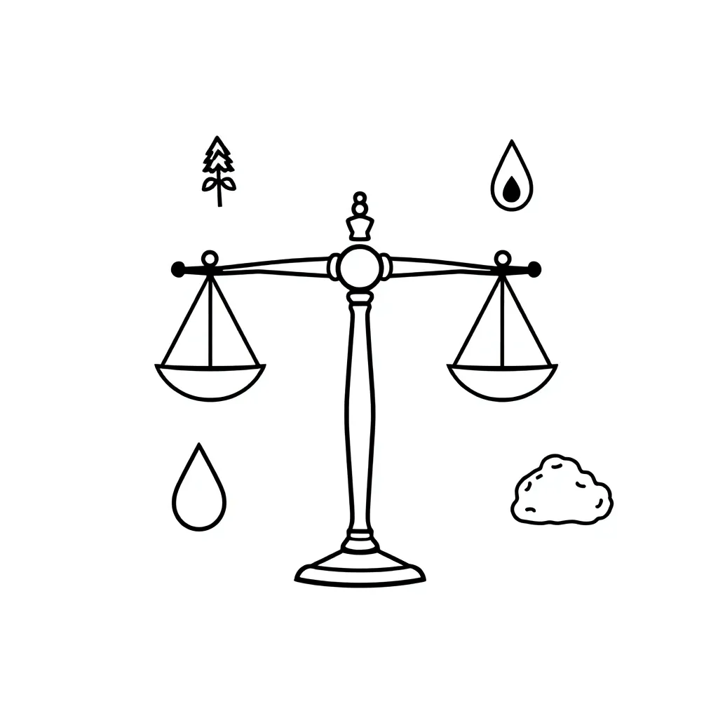 Chemical reaction balance scale illustration