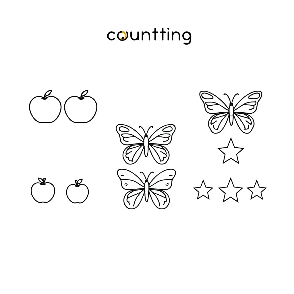 Numbers and counting objects illustration