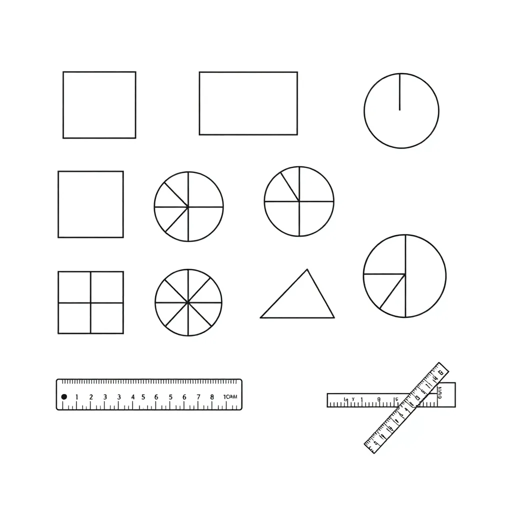 Geometric shapes with fractions