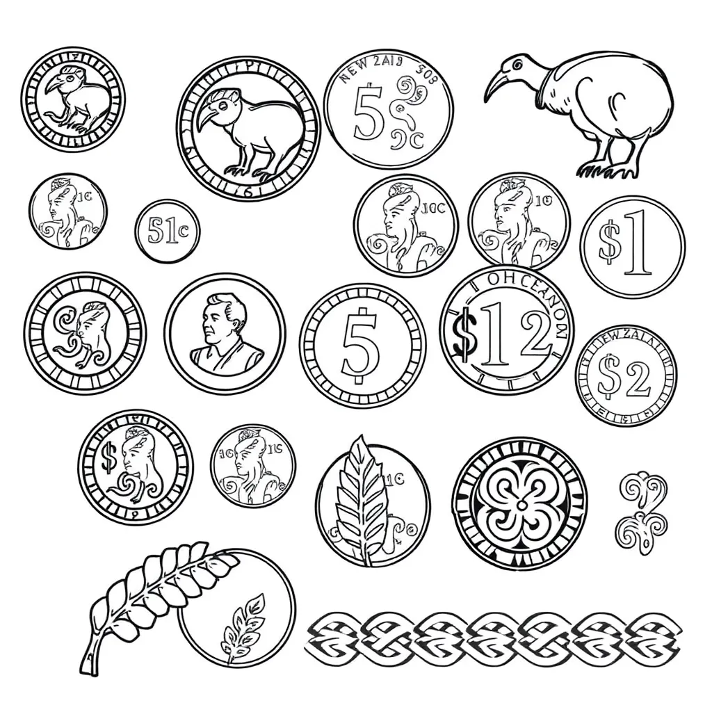 New Zealand coins illustration