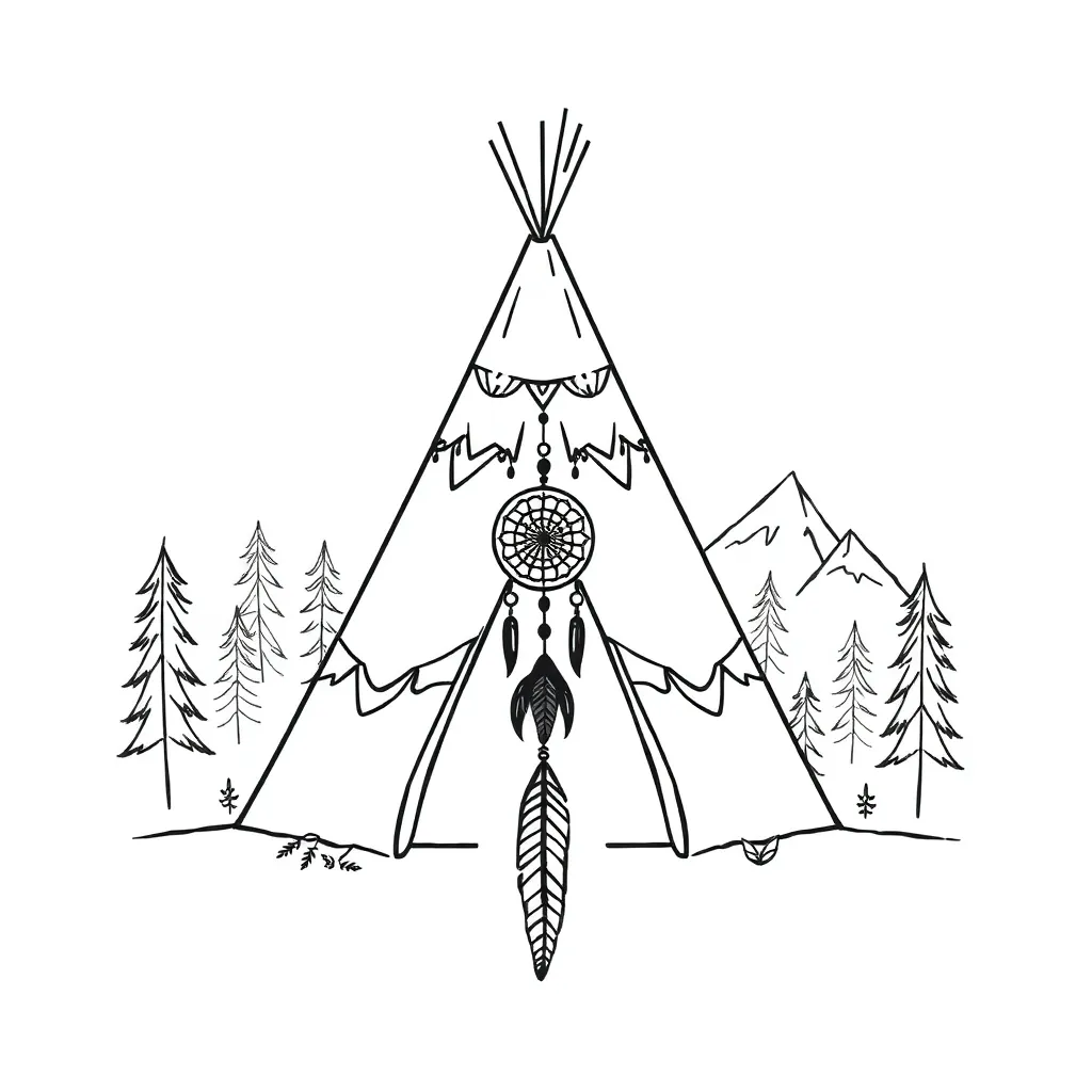 Native American cultural symbols and map