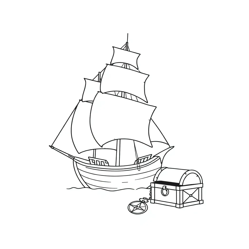 European explorer ship sailing across the ocean