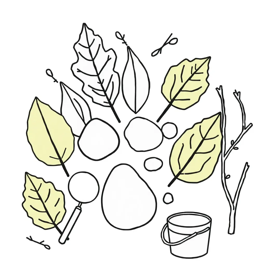 Materials and sorting activity illustration