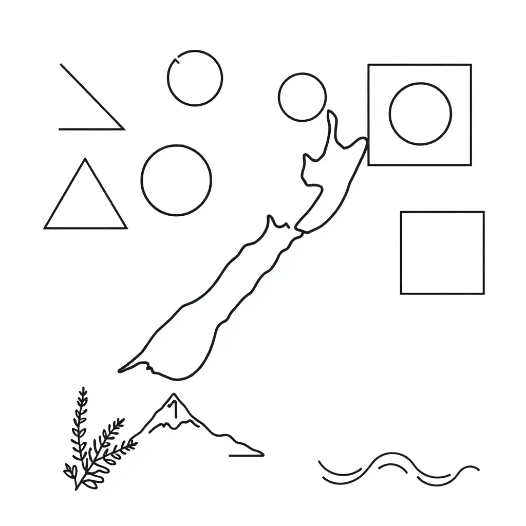 Geometric shapes and transformations illustration