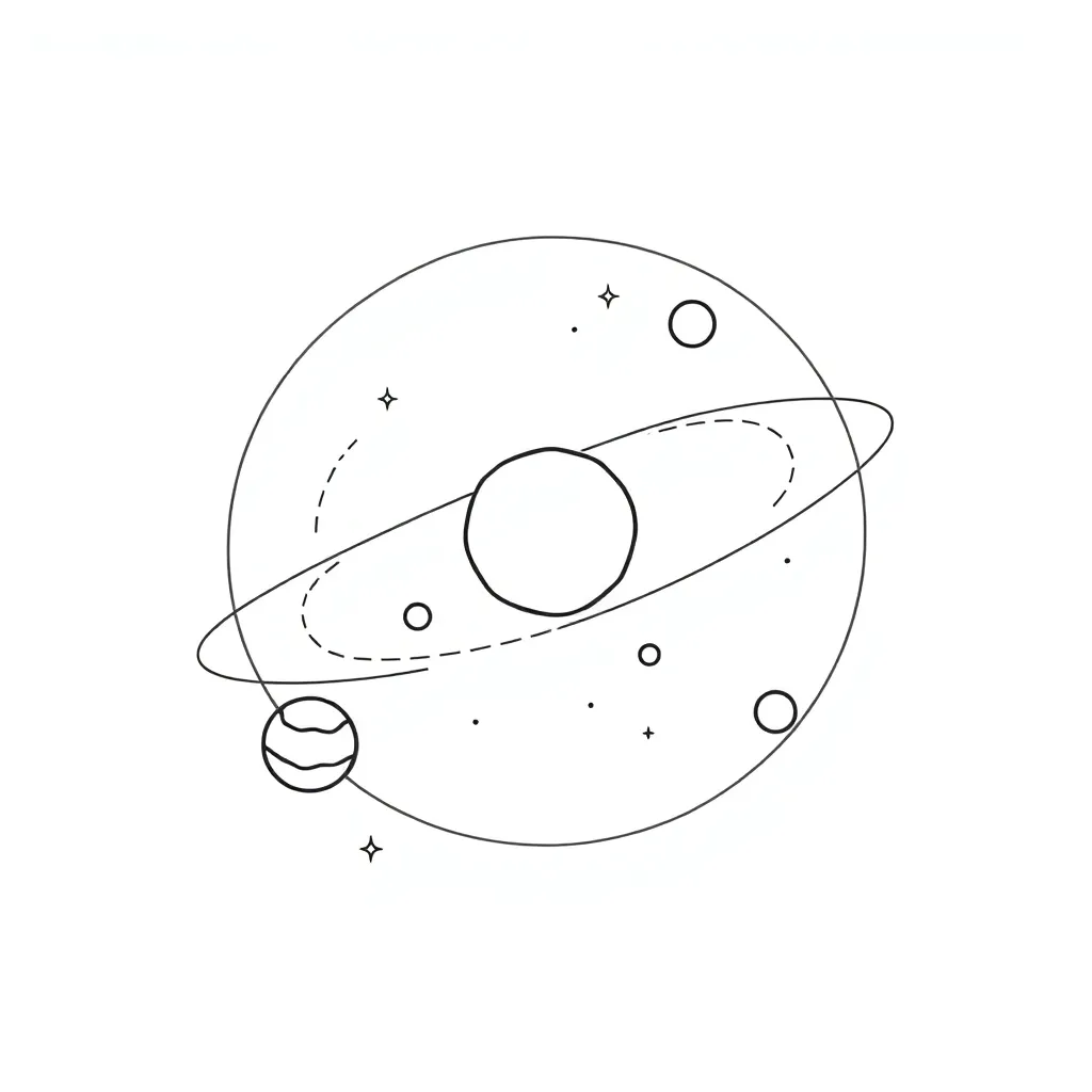 Solar system with planets orbiting the sun