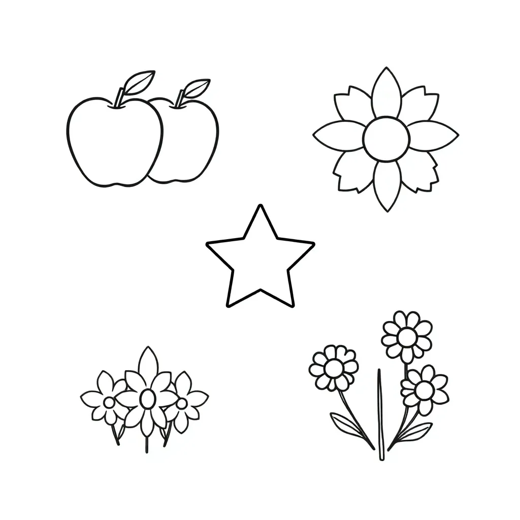 Groups of 3 objects illustration