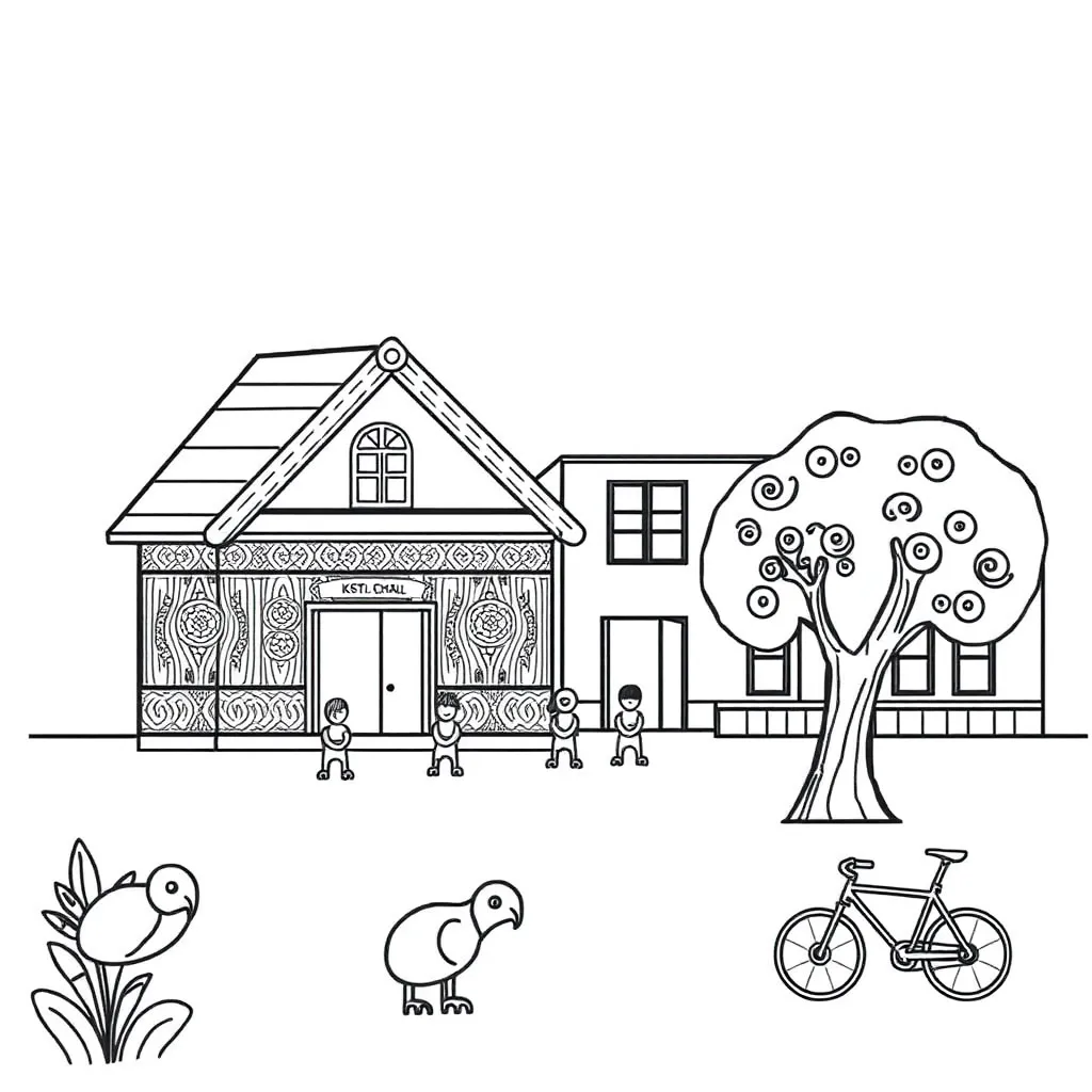 School building through time illustration