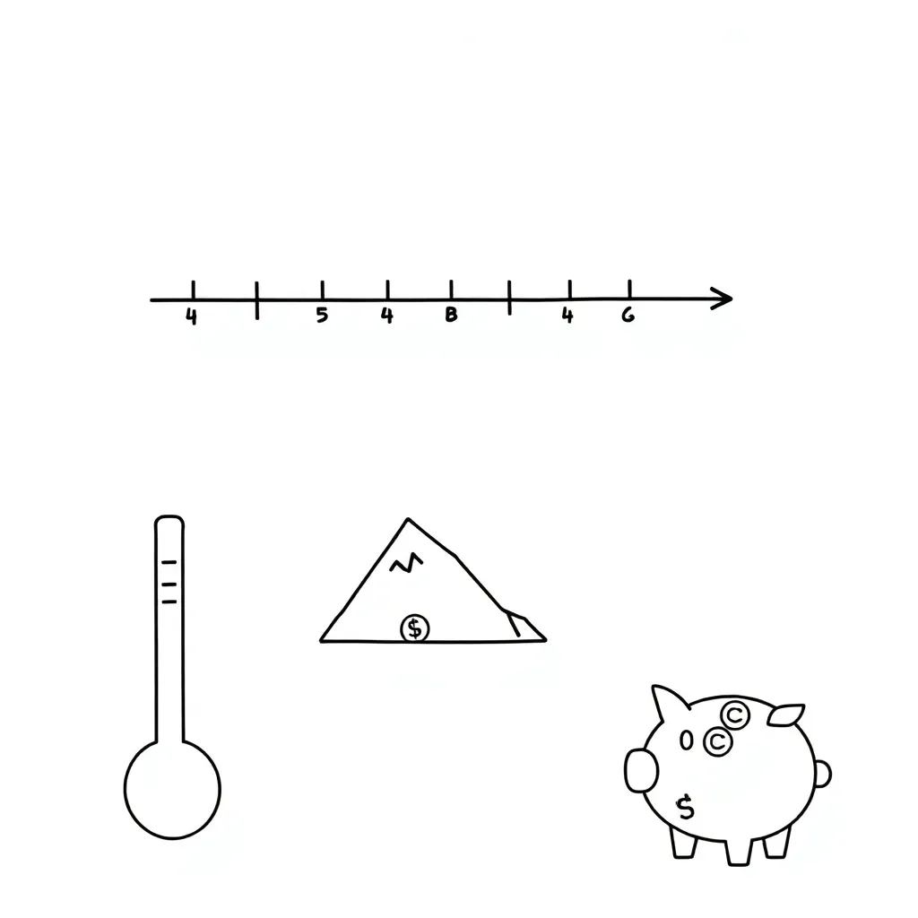 Number line with positive and negative numbers