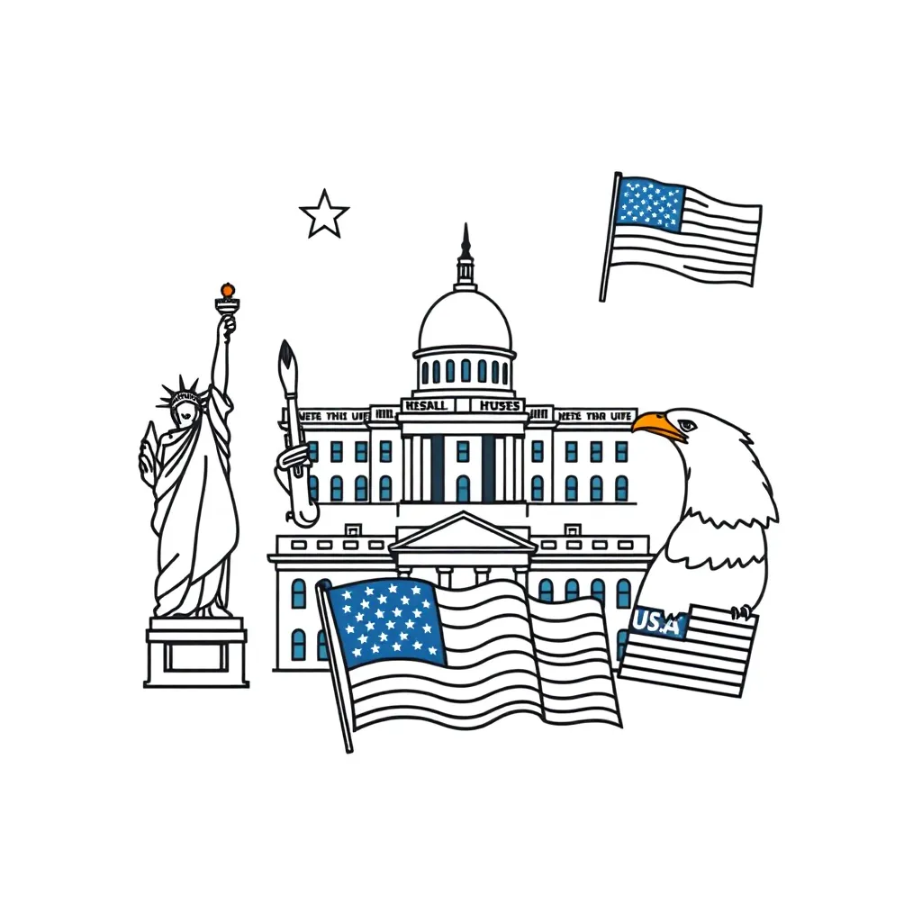 American flag and Constitution
