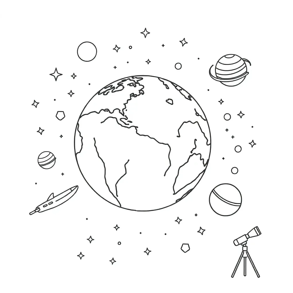 Solar system with planets orbiting the sun