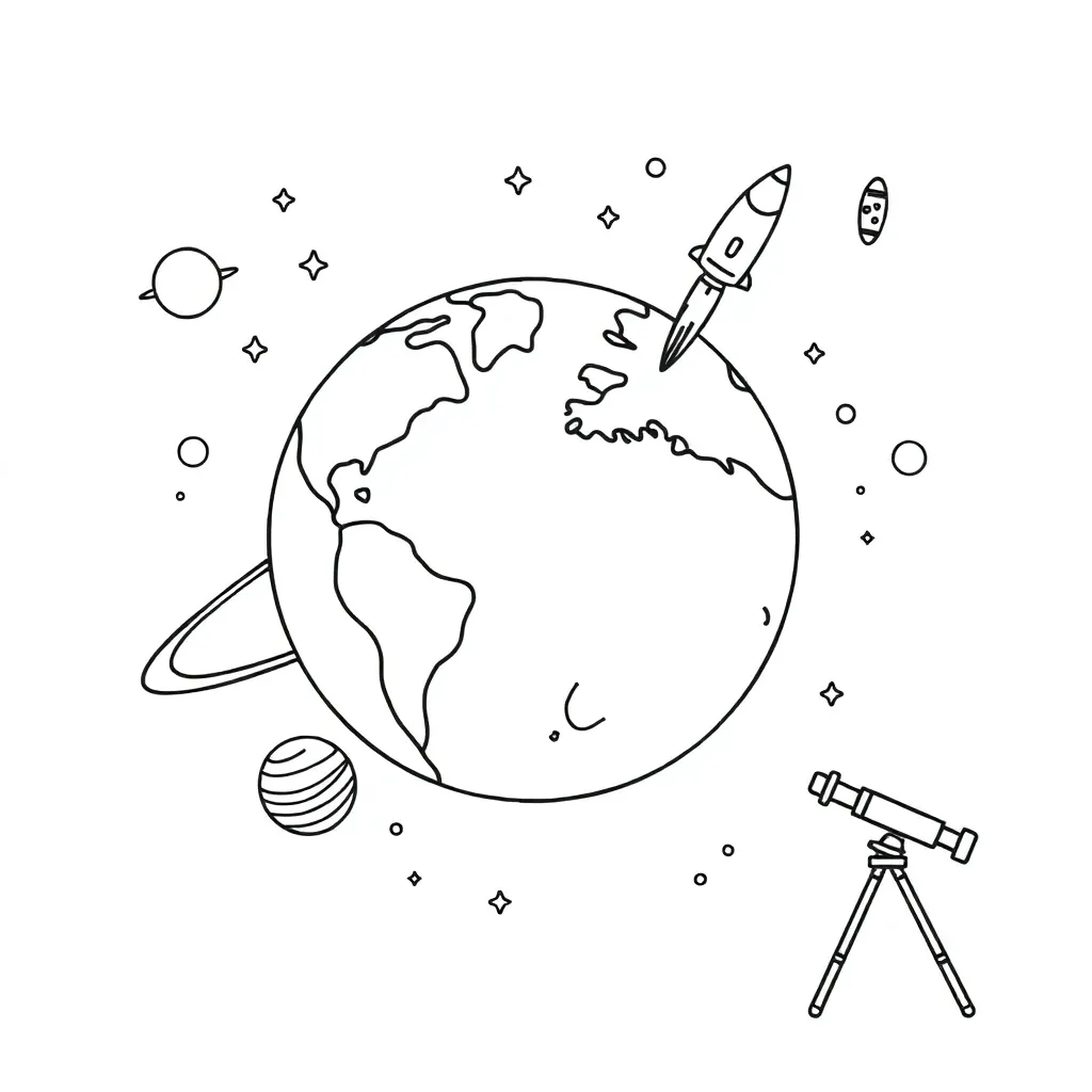 Solar system with planets orbiting the sun