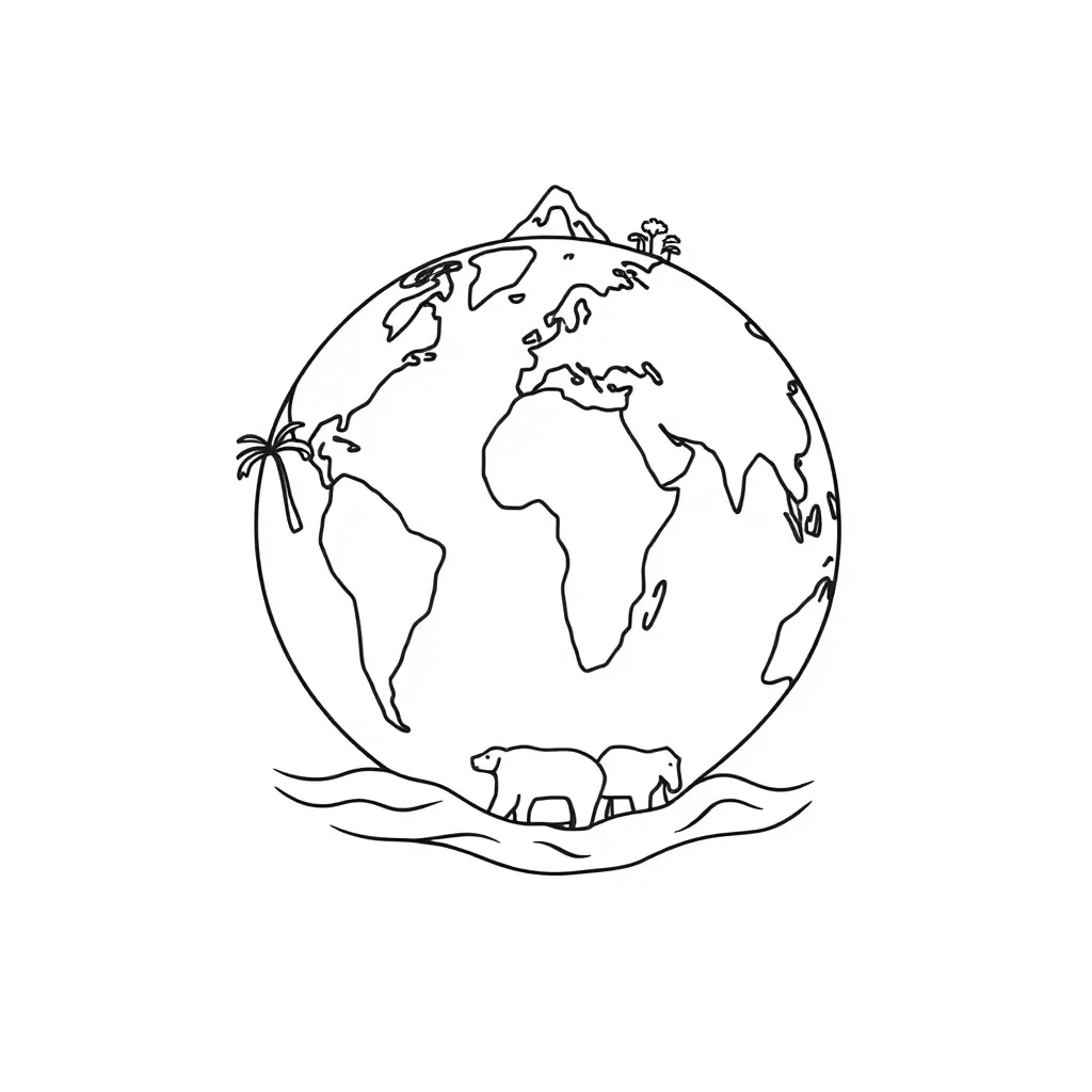 World map showing continents and oceans