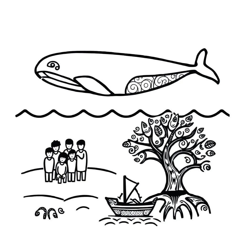 Whale and ocean scene