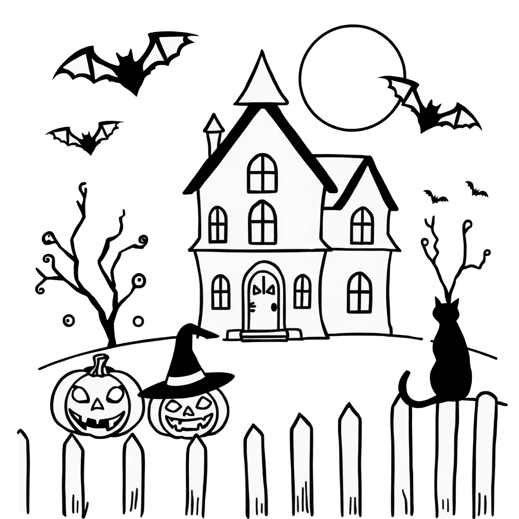 Halloween pumpkin and bat illustration