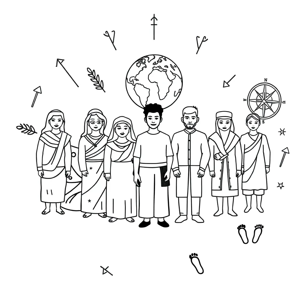 Ancient human migration illustration