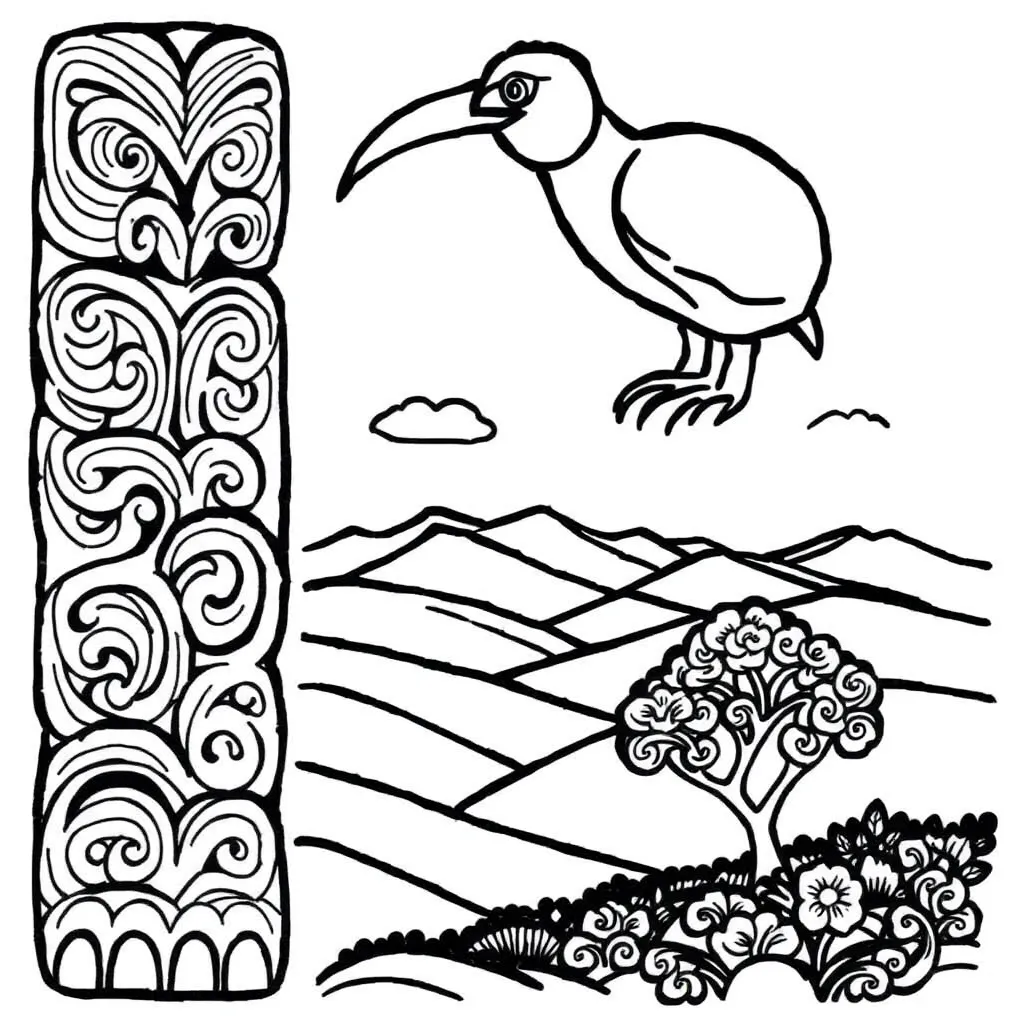 Māori everyday objects illustration