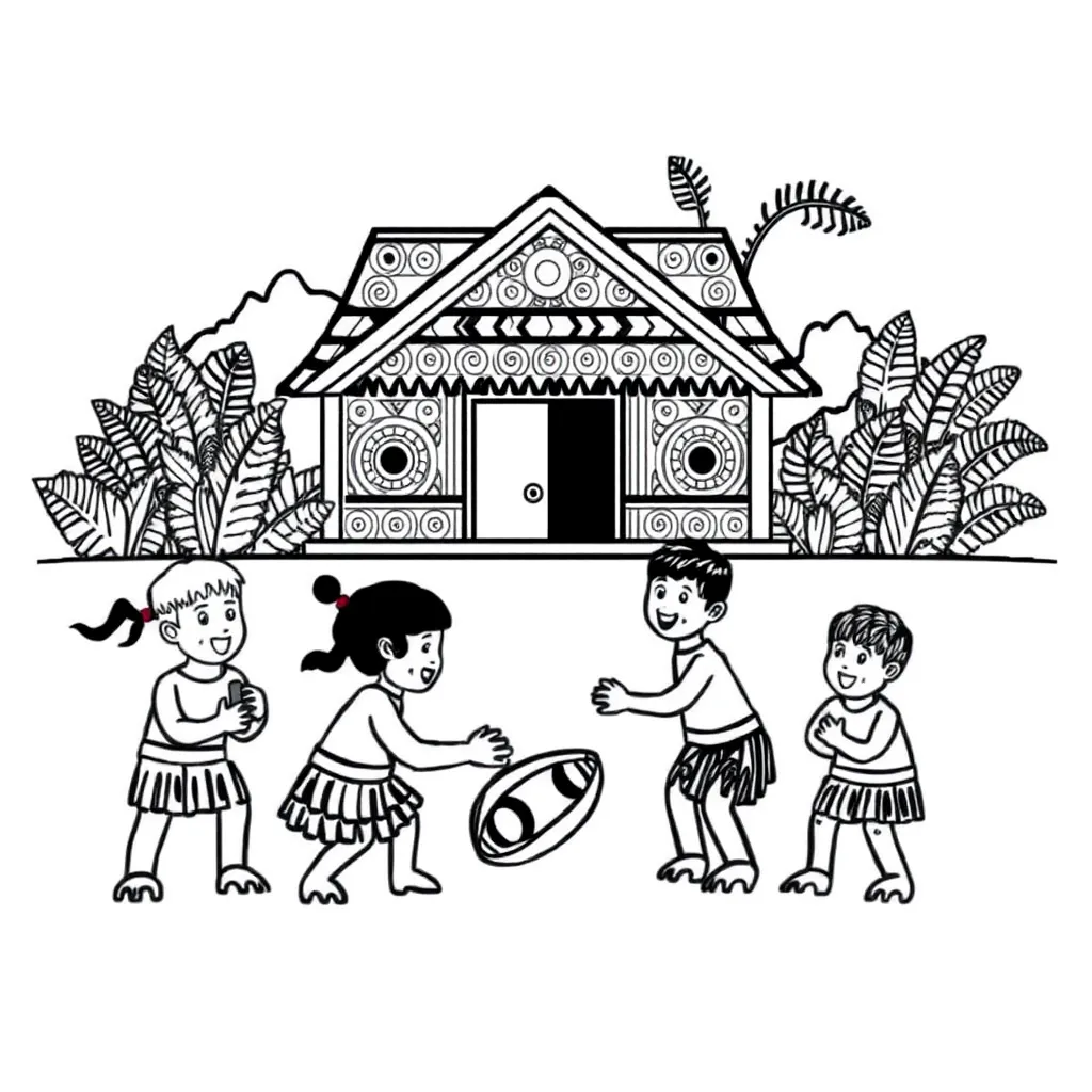 Traditional Māori games illustration