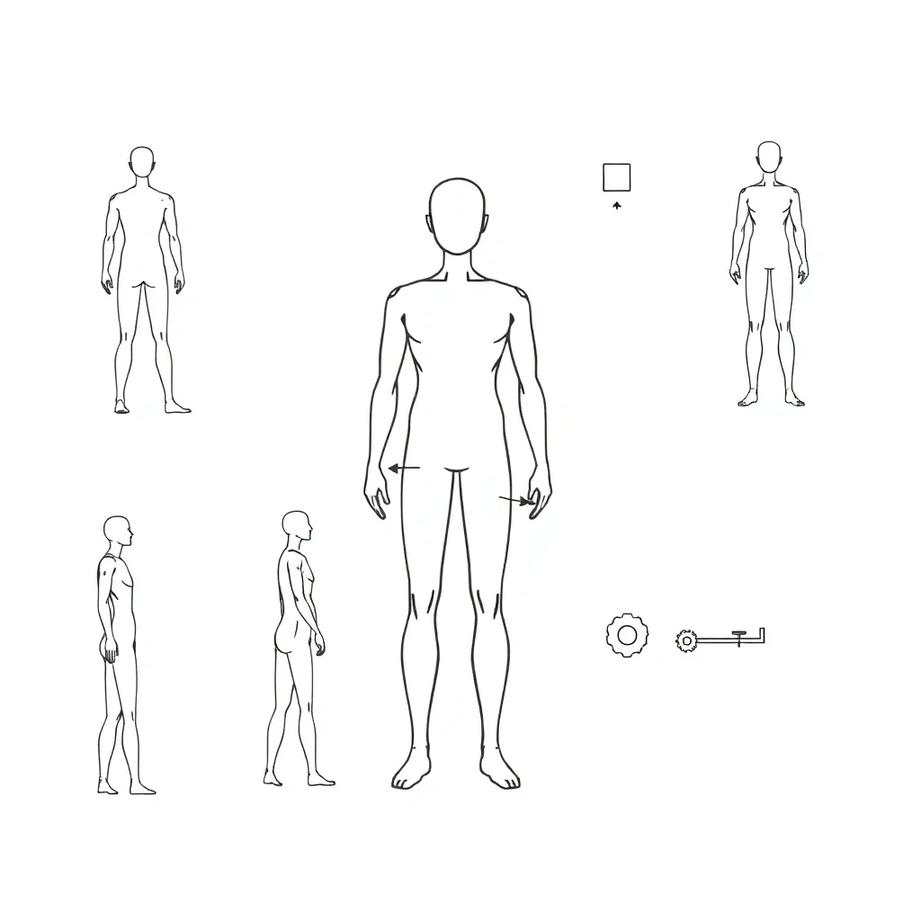 Human body in motion showing biomechanical forces