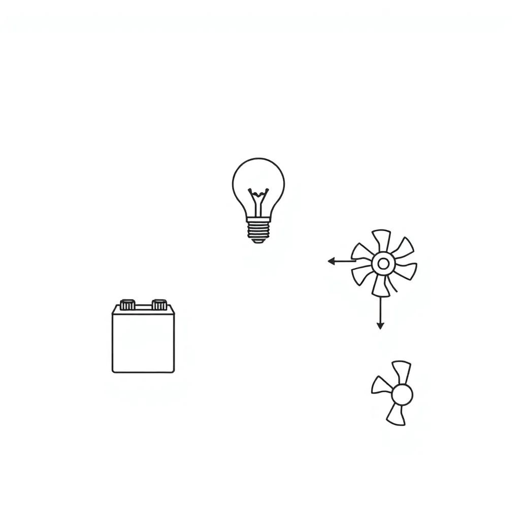 Electric circuit with battery, wires, and light bulb