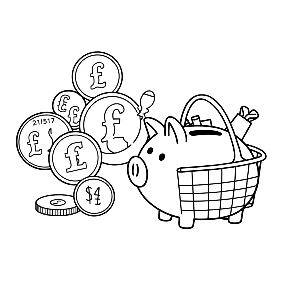 UK coins and notes illustration