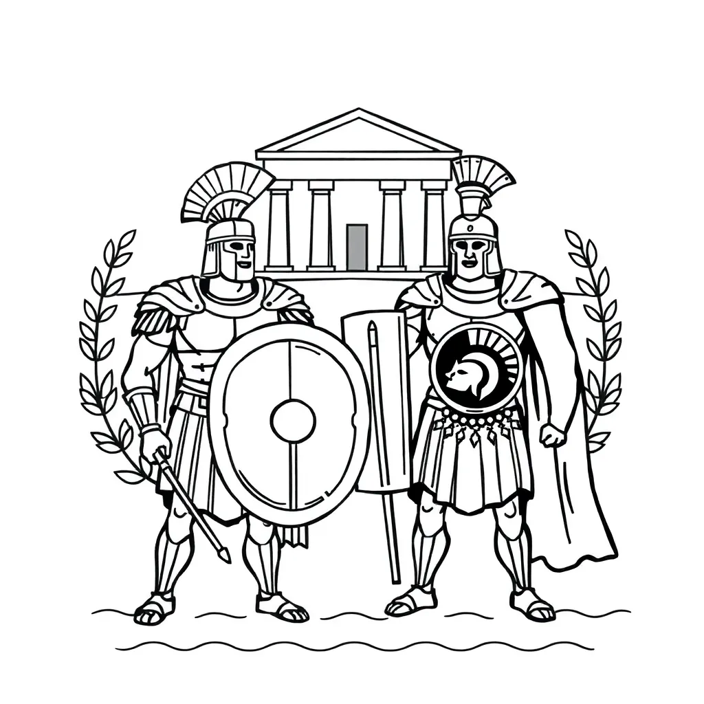 Ancient Greek warriors illustration