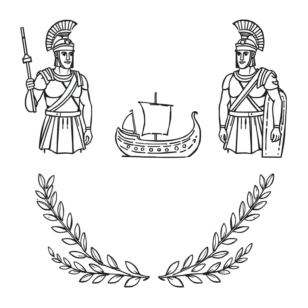 Ancient Greek warrior with shield and spear