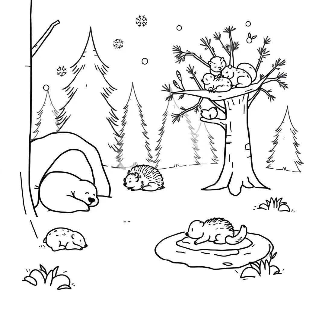 Sleeping bear in winter cave