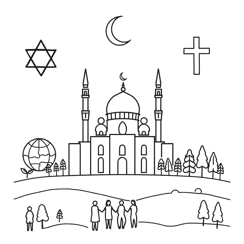 Crescent moon and star symbol representing Islam